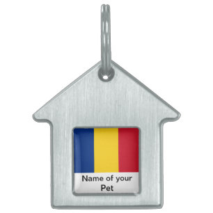 Pet Tag with Flag of Romania