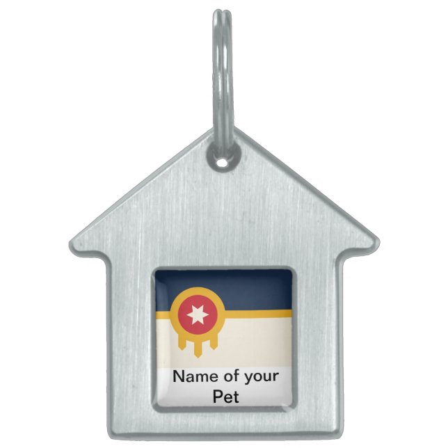 Pet Tag with Flag of Tulsa, Oklahoma (Front)