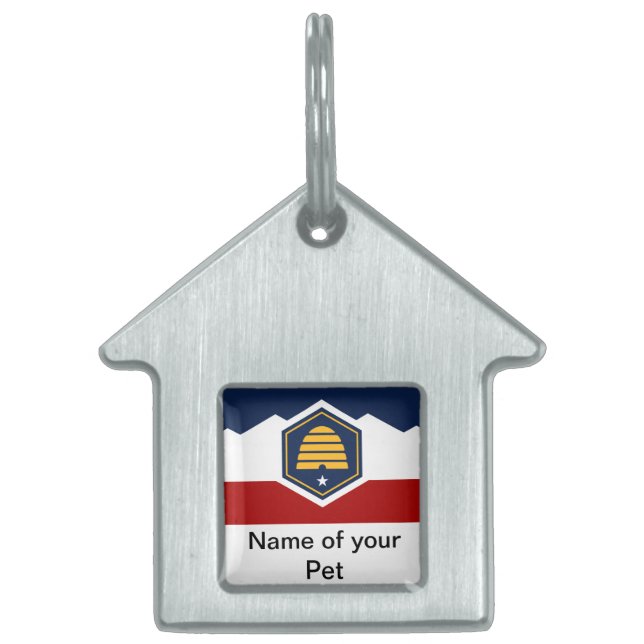 Pet Tag with Flag of Utah, USA (Front)