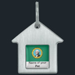 Pet Tag with Flag of Washington State<br><div class="desc">Give your furry friend a touch of Washington State pride with our exclusive pet tag featuring the flag of Washington State! Designed for both style and functionality, this pet tag is more than just a name identifier; it’s a celebration of Washington’s heritage. The vibrant design prominently displays the iconic Washington...</div>