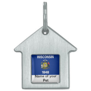 Pet Tag with Flag of Wisconsin State