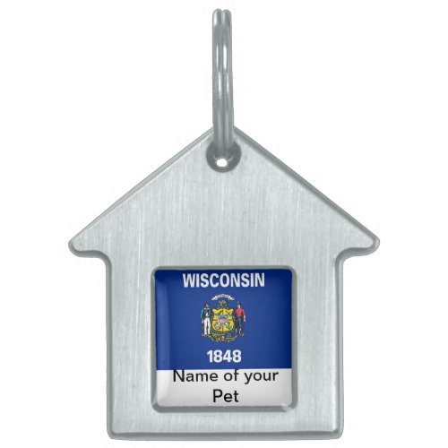 Pet Tag with Flag of Wisconsin State