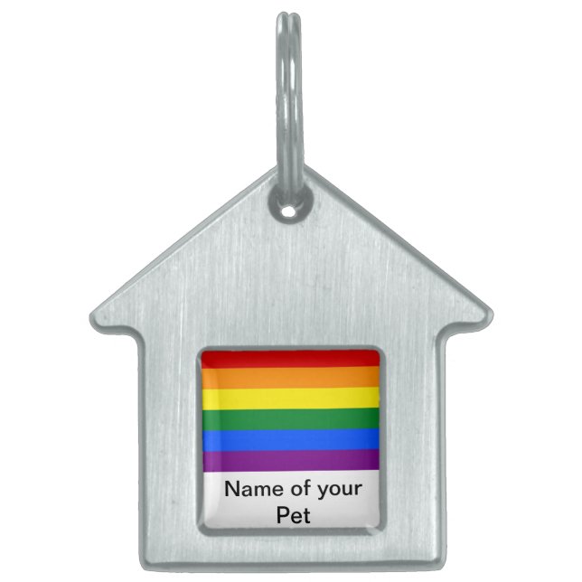 Pet Tag with LGBT Rainbow Pride Flag (Front)