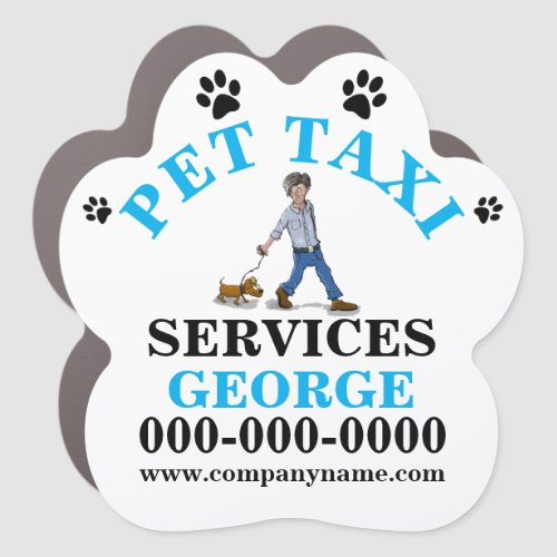 Pet taxi transport shuttle cab dog walker cartoon car magnet