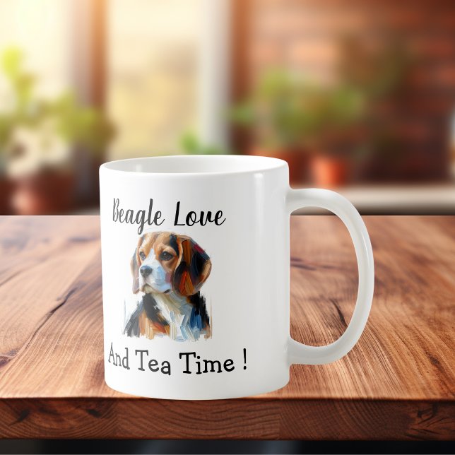  Pet Tea Time Brown beagle Personalize Coffee Mug (Customize the wording!)