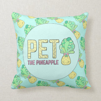 Pet the Pineapple - Cute Square Cushion! Sky Blue Throw Pillow