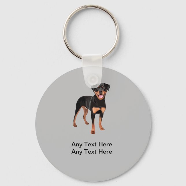 Pet Theme Rottweiler Dog Keychain (Front)