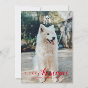 Pet Themed Merry Kissmas Holiday Card in Red