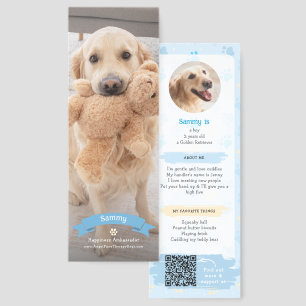 Pet Trading Card Style QR Code Therapy Dog Photo Bookmarks