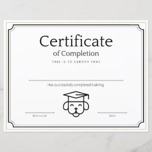 Pet Training Certificate of Completion