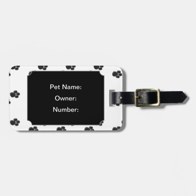 Pet Travel Luggage Tag w/ leather strap (Front Horizontal)