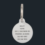 Pet Travel Vacation Home Dog Cat Tag Two Addresses<br><div class="desc">This design was created though digital art. It may be personalized in the area provided or customizing by choosing the click to customize further option and changing the name, initials or words. You may also change the text color and style or delete the text for an image only design. Contact...</div>