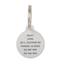 Pet Travel Vacation Home Dog Cat Tag Two Addresses