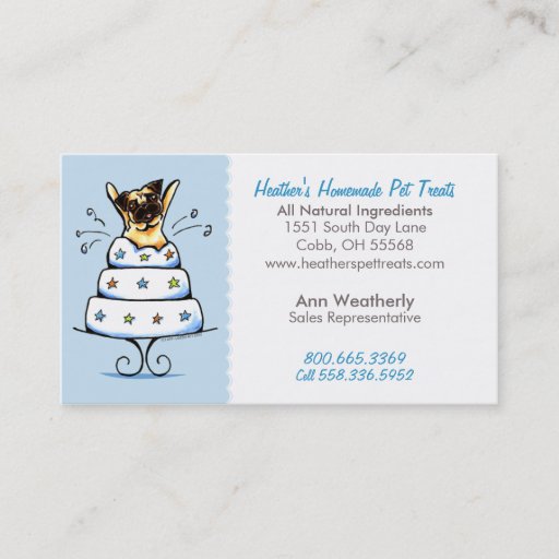 Customizable Pet Treats Bakery n Parties Pug Baby Blue Business Card Template