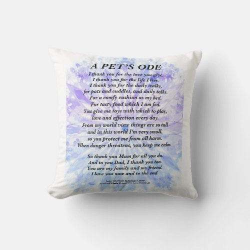 Pet Tribute To Owner Poem Cushion 41 x 41 cm