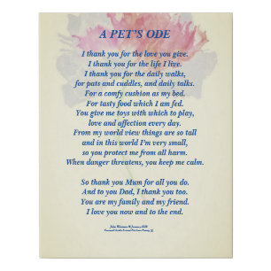 Pet Tribute To Owner Poem Faux Canvas Poster