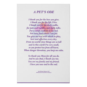 Pet Tribute To Owner Poem Wrapped Canvas Print