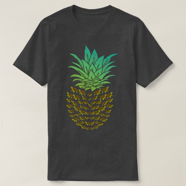 Pet Turtle Retro Pineapple T-Shirt (Design Front)