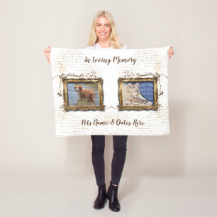 Pet TWO PHOTO picture frame white    Personalize Fleece Blanket