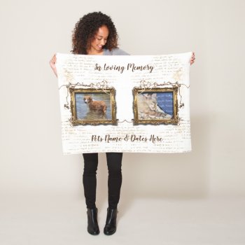 Pet Two Photo Picture Frame White  | Personalize Fleece Blanket by petcherishedangels at Zazzle