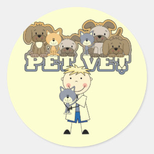 Pet Vet Blond Male Tshirts and Gifts Classic Round Sticker