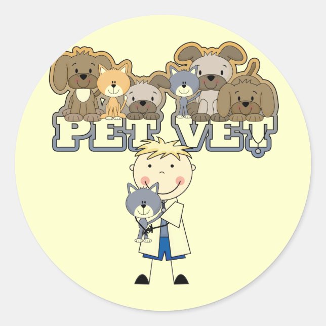 Pet Vet Blond Male Tshirts and Gifts Classic Round Sticker (Front)