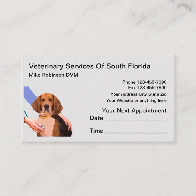 Pet Veterinarian Appointment And Business Cards (Front)