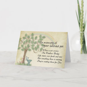 Pet waiting at Rainbow Bridge pet loss, memorial Card