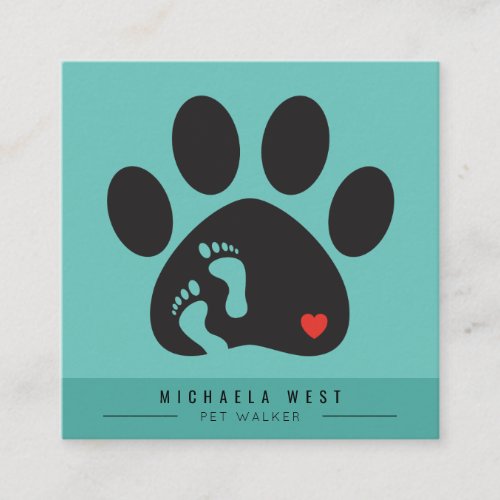 Pet Walker Service Pet Care Square Business Card