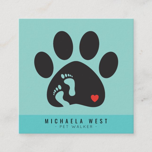 Pet Walking Service Pet Care Square Business Card (Front)