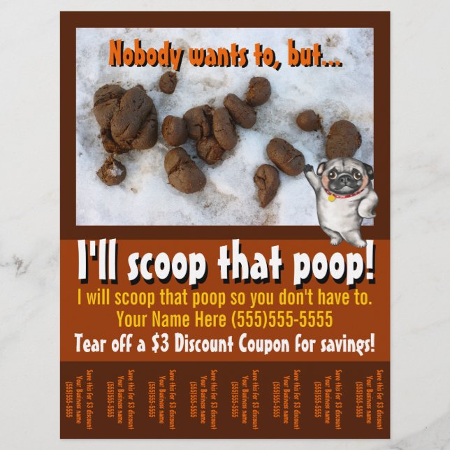 Pet Waste Removal.Pooper Scooper.Custom promo Flyer (Front)