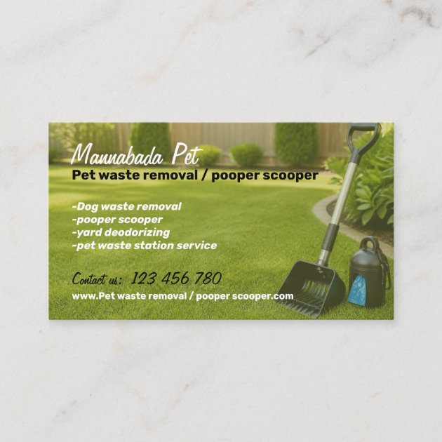 Pet Waste Removal Pooper Scooper Service Business Card