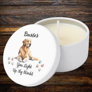Pet Watercolor Golden Retriever Brown Personalize Mini Candle Favors