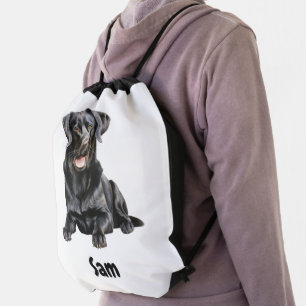 Pet Watercolor Image Personalized Name  Drawstring Bag