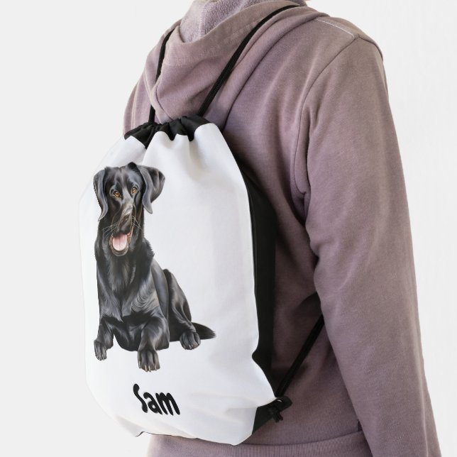 Pet Watercolor Image Personalized Name  Drawstring Bag (Insitu)