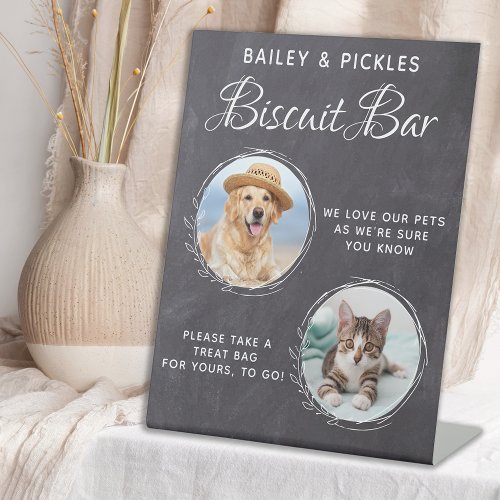 Pet Wedding Custom Photo Dog Treat Biscuit Bar  Pedestal Sign