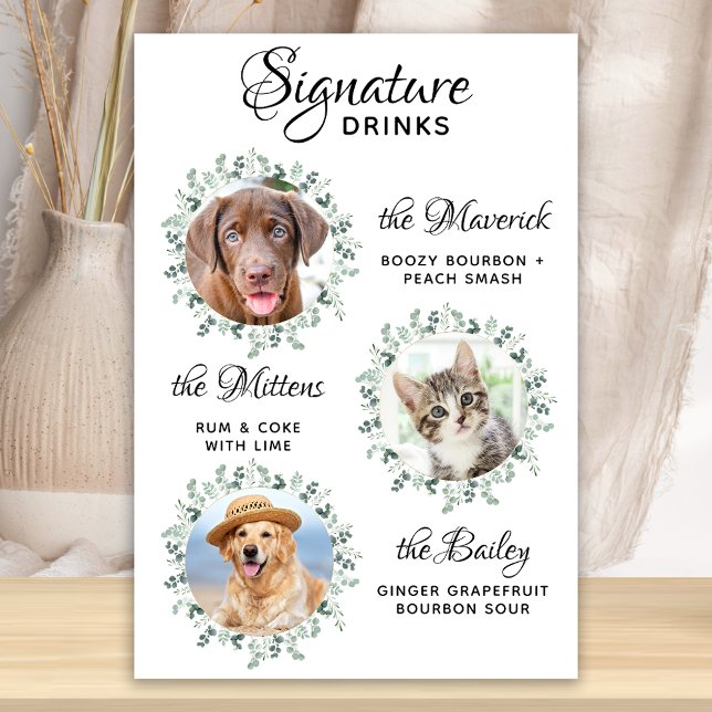Pet Wedding Dog Bar 3 Photo Signature Drinks Poster (Creator Uploaded)