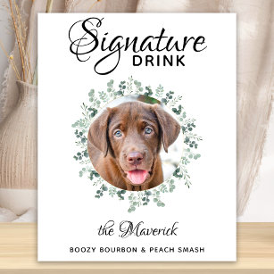 Pet Wedding Dog Bar Signature Drink Custom Photo Poster