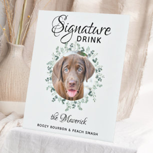 Pet Wedding Dog Bar Signature Drinks Photo Pedestal Sign