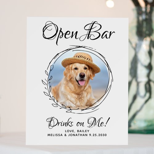 Pet Wedding Dog Open Bar Custom Photo Drinks Foam Board