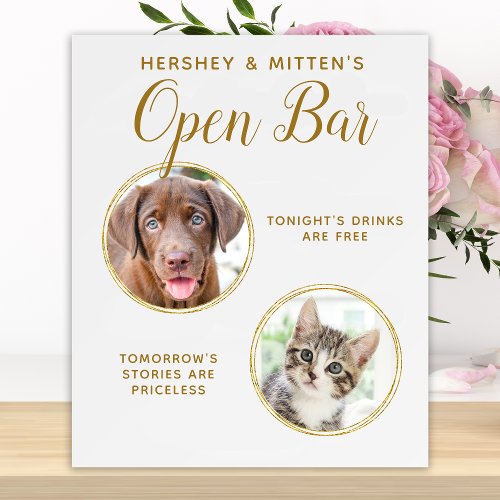 Pet Wedding Dog Open Bar Photo Elegant Gold Drinks Foam Board