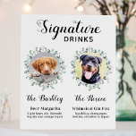 Pet Wedding Dog Signature Drinks Custom 2 Photo Foam Board<br><div class="desc">Signature Drinks by from your pets! Include your best dog, best cat and any pet in your wedding with his own signature drink bar for your guests. Perfect for dog lovers, and a special dog bar will be a hit at your wedding. Simple yet elegant white with eucalyptus leaves. Customize...</div>