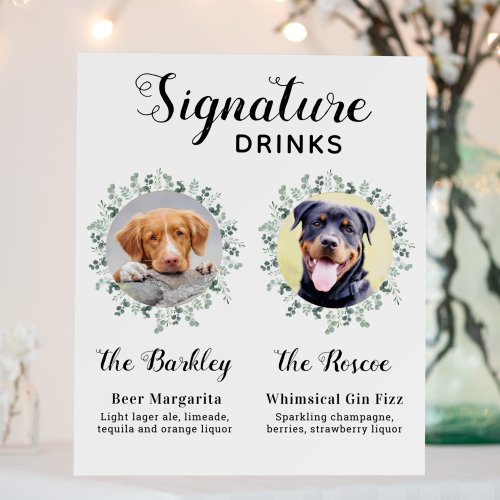 Pet Wedding Dog Signature Drinks Custom 2 Photo Foam Board