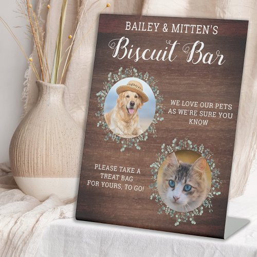 Pet Wedding Favor Custom Photo Dog Biscuit Bar  Pedestal Sign