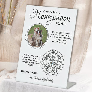 Pet Wedding Honeymoon Fund Dog Photo Venmo QR Code Pedestal Sign
