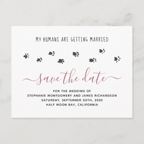 Pet Wedding Humans Getting Married Save the Date Invitation Postcard