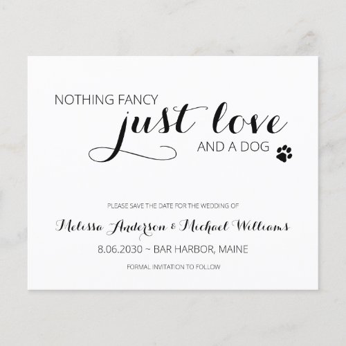 Pet Wedding Just Love Budget Dog Save The Date