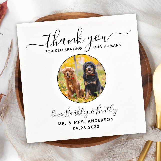 Pet Wedding Modern Elegant Custom Photo Thank You  Napkins (Creator Uploaded)