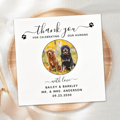 Pet Wedding Modern Elegant Script Photo Thank You Napkins