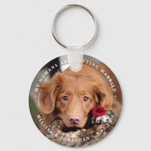 Pet Wedding Personalized Dog Photo Engagement Keychain